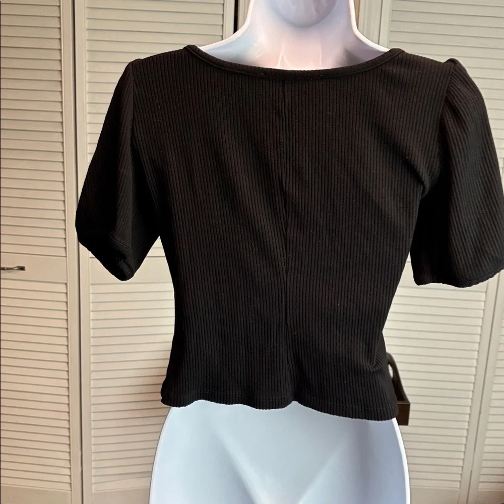 Reformation  Sicily Black Ribbed Top - Picture 3 of 7
